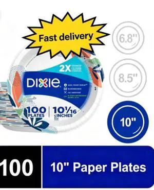 Dixie Disposable Paper Plates, 10", Multi-Color, 100 Count Dixie Disposable Paper Plates, 10", Multi-Color, 100 Count