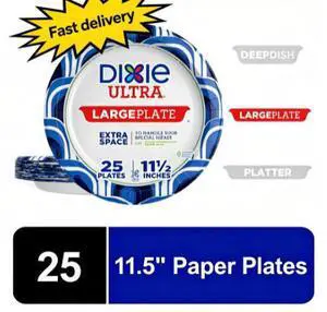 Dixie Ultra Large Plate Disposable Plates, 11.5", Multi-Color, 25 Count Dixie Ultra Large Plate Disposable Plates, 11.5", Multi-Color, 25 Count
