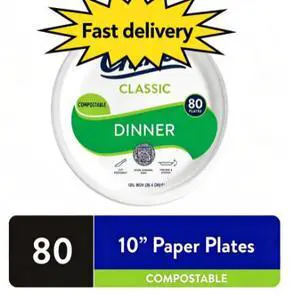 Chinet Classic Premium Disposable Dinner Plates, 10 3/8", White, 80 Count Chinet Classic Premium Disposable Dinner Plates, 10 3/8", White, 80 Count