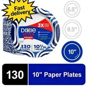 Dixie Ultra Disposable Plates, 10", Multi-Color, 130 Count Dixie Ultra Disposable Plates, 10", Multi-Color, 130 Count
