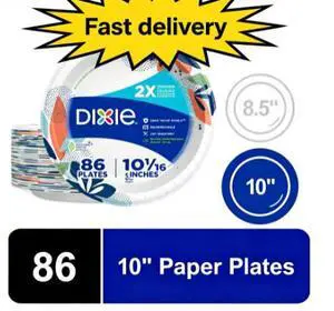 Dixie Disposable Plates, 10", Multi-Color, 86 Count Dixie Disposable Plates, 10", Multi-Color, 86 Count