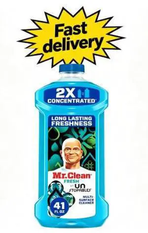 Mr. Clean All Purpose Cleaner, 2X Concentrated Multi Surface, Unstopable Fresh Scent, 41 fl oz Mr. Clean All Purpose Cleaner, 2X Concentrated Multi Surface, Unstopable Fresh Scent, 41 fl oz