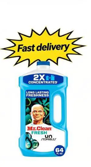 Mr. Clean 2X Concentrated Multi Surface, All Purpose Cleaner with Unstopables Fresh Scent, 64 fl oz Mr. Clean 2X Concentrated Multi Surface, All Purpose Cleaner with Unstopables Fresh Scent, 64 fl oz