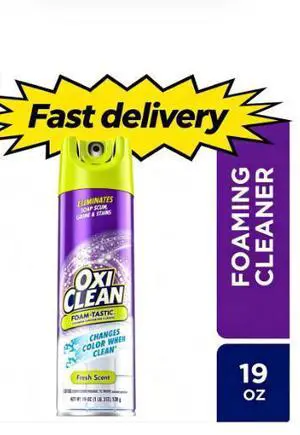 OxiClean Foam-Tastic Foaming Bathroom Cleaner, Removes Soap Scum, Grime & Stains, Fresh Scent, 19 oz OxiClean Foam-Tastic Foaming Bathroom Cleaner, Removes Soap Scum, Grime & Stains, Fresh Scent, 19 oz