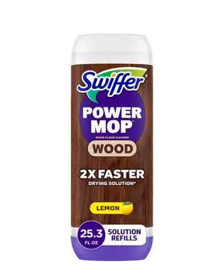 Swiffer Power Mop Wood Refill Solution, QuickDry Hardwood Floor Cleaner, Lemon Scent, 25.3 fl oz Swiffer Power Mop Wood Refill Solution, QuickDry Hardwood Floor Cleaner, Lemon Scent, 25.3 fl oz