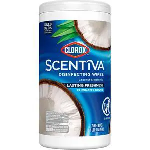 Clorox Scentiva Bleach-Free Cleaning Wipes, Coconut and Waterlily, 75 Count Clorox Scentiva Bleach-Free Cleaning Wipes, Coconut and Waterlily, 75 Count