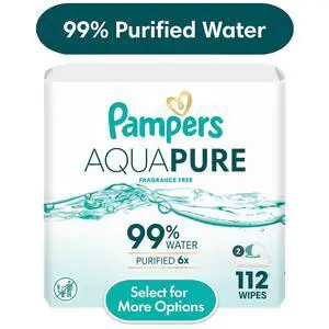 Pampers Aqua Pure Baby Wipes Unscented, 2-Pack, 112 Total Wipes (Select for More Options) Pampers Aqua Pure Baby Wipes Unscented, 2-Pack, 112 Total Wipes (Select for More Options)