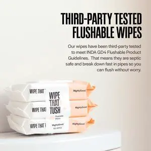Wipe that Tush Flushable Wipes Value Pack, Aloe & Vitamin E infused, Fragrance-Free, 6 Packs of 52 Wipes, 312 Total Wipe that Tush Flushable Wipes Value Pack, Aloe & Vitamin E infused, Fragrance-Free, 6 Packs of 52 Wipes, 312 Total