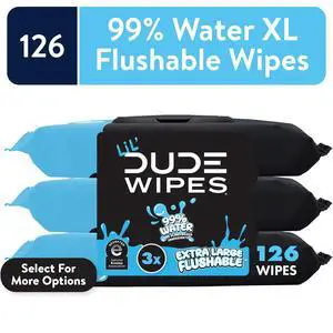 LiL' DUDE Flushable Wipes, Extra Large Fragrance Free Wet Wipes, 126 Count, 3 Pack LiL' DUDE Flushable Wipes, Extra Large Fragrance Free Wet Wipes, 126 Count, 3 Pack