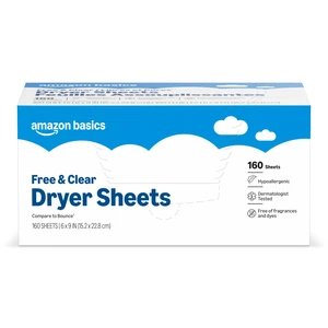 Basics Dryer Sheets Fabric Softener, Free & Clear, Hypoallergenic, Fragrance Free, Dermatologist Tested, 160 Count Basics Dryer Sheets Fabric Softener, Free & Clear, Hypoallergenic, Fragrance Free, Dermatologist Tested, 160 Count