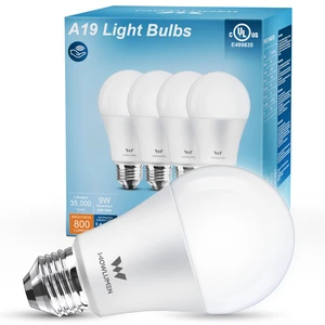 A19 LED Light Bulb 9W E26 60W Equivalent 5000K Cool White 800LM Standard Base, 4 Packs, UL Listed A19 LED Light Bulb 9W E26 60W Equivalent 5000K Cool White 800LM Standard Base, 4 Packs, UL Listed