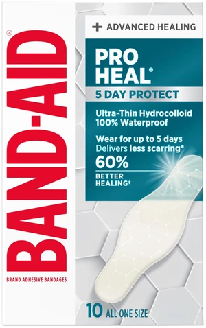 BAND-AID Pro Heal 5 Day Protect Hydrocolloid Bandages, One Size, 10 Count BAND-AID Pro Heal 5 Day Protect Hydrocolloid Bandages, One Size, 10 Count
