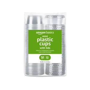 Amazon Basics Mini 2oz Disposable Plastic To-Go Cups and Lids, 50 Count, BPA Free, for Condiment, Salad Dressing, Sauces, Jello Shots Amazon Basics Mini 2oz Disposable Plastic To-Go Cups and Lids, 50 Count, BPA Free, for Condiment, Salad Dressing, Sauces, Jello Shots