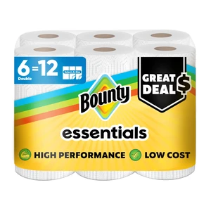 Bounty Essentials Select-A-Size Paper Towels, 6 Double Rolls, 108 Sheets Per Roll, White Bounty Essentials Select-A-Size Paper Towels, 6 Double Rolls, 108 Sheets Per Roll, White