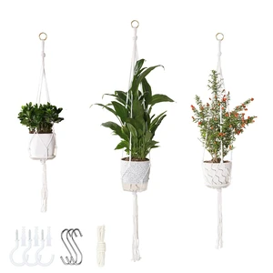 3 Pack Macrame Plant Hanger 35/41/47 Inch Handmade Boho Hanging Planter Basket with Screw Hooks, S-Hooks, and Extension Rope for Indoor Plants Home Decor (White, Pots Not 3 Pack Macrame Plant Hanger 35/41/47 Inch Handmade Boho Hanging Planter Basket with Screw Hooks, S-Hooks, and Extension Rope for Indoor Plants Home Decor (White, Pots Not
