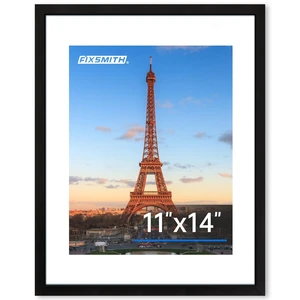 FIXSMITH 11x14 Picture Frame 1 Pack, HD Plexiglass, Black, Display 8x10 with Mat or 11x14 Without Mat, Gallery Wall Frame FIXSMITH 11x14 Picture Frame 1 Pack, HD Plexiglass, Black, Display 8x10 with Mat or 11x14 Without Mat, Gallery Wall Frame