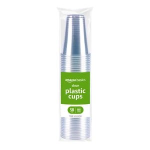 Amazon Basics 16oz 50 Count Disposable Clear Plastic Cups for Cold Drinks, BPA-Free, Easy to Hold Amazon Basics 16oz 50 Count Disposable Clear Plastic Cups for Cold Drinks, BPA-Free, Easy to Hold