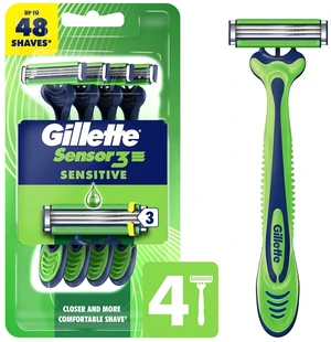 Gillette Sensor3 Sensitive Men's Disposable Razor, 4 Razors Gillette Sensor3 Sensitive Men's Disposable Razor, 4 Razors