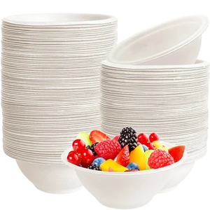 100-Pack 8oz Heavy-Duty Compostable Bagasse Paper Bowls 100-Pack 8oz Heavy-Duty Compostable Bagasse Paper Bowls