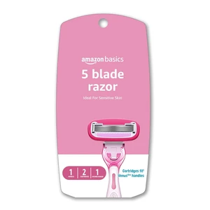 Amazon Basics Women's 5-Blade Razor for Smooth Close Shave, Fits Amazon Basics & Venus Handles, Includes 1 Handle, 2 Cartridges & 1 Shower Hanger Amazon Basics Women's 5-Blade Razor for Smooth Close Shave, Fits Amazon Basics & Venus Handles, Includes 1 Handle, 2 Cartridges & 1 Shower Hanger