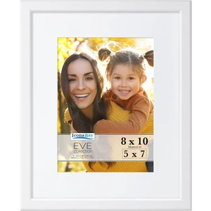 Icona Bay Eve Collection 8x10 White Picture Frame with Removable Mat to 5x7, Modern Double-Beveled, Tabletop or Wall Mount Icona Bay Eve Collection 8x10 White Picture Frame with Removable Mat to 5x7, Modern Double-Beveled, Tabletop or Wall Mount