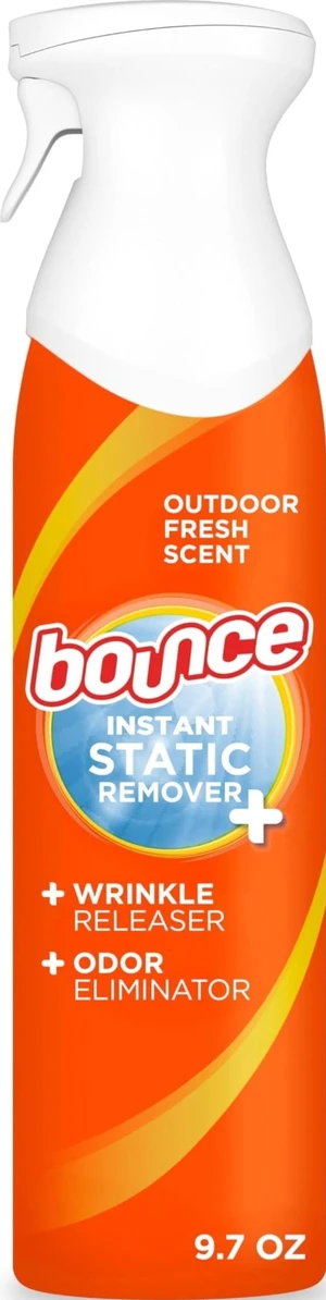 Bounce 3-in-1 Instant Anti Static Spray, Wrinkle Release, Odor Eliminator & Fabric Refresher, 9.7Fl Oz, 1-Pack Bounce 3-in-1 Instant Anti Static Spray, Wrinkle Release, Odor Eliminator & Fabric Refresher, 9.7Fl Oz, 1-Pack