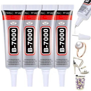 B7000 Clear Glue 4-Pack 15mL Each with Precision Tip, Quick Dry Strong Adhesive for Jewelry Making, Rhinestones, Beads, Gems, Fabric, Shoes, DIY Crafts, Nail Art B7000 Clear Glue 4-Pack 15mL Each with Precision Tip, Quick Dry Strong Adhesive for Jewelry Making, Rhinestones, Beads, Gems, Fabric, Shoes, DIY Crafts, Nail Art