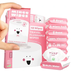 Impossibly Compact Travel Flushable Wipes, 99.5% Water and Aloe, Safe for Sensitive Skin, Travel Essentials for Adults and Kids, Rose, 8 Pack 48 Wipes Impossibly Compact Travel Flushable Wipes, 99.5% Water and Aloe, Safe for Sensitive Skin, Travel Essentials for Adults and Kids, Rose, 8 Pack 48 Wipes