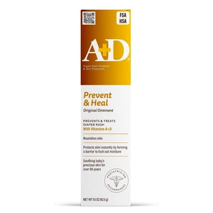 A+D Original Diaper Rash Ointment 1.5oz, Prevents & Protects, Moisturizing Skin Protectant with Vitamins A & D for Dry, Cracked Skin A+D Original Diaper Rash Ointment 1.5oz, Prevents & Protects, Moisturizing Skin Protectant with Vitamins A & D for Dry, Cracked Skin
