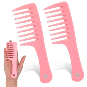 Mini Wide Tooth Detangling Combs, 2-Pack, Travel-Size Plastic Combs for Curly, Long, Wet Hair Mini Wide Tooth Detangling Combs, 2-Pack, Travel-Size Plastic Combs for Curly, Long, Wet Hair