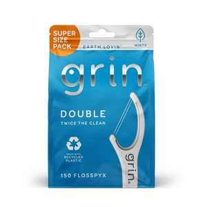 GRIN Double Flosspyx Floss Picks, 150 ct, Minty Flavor, Recycled Plastic, 2 Lines Strong Floss, Longer Floss Head, Traps Food & Plaque, with Soft Fold-Back Toothpick GRIN Double Flosspyx Floss Picks, 150 ct, Minty Flavor, Recycled Plastic, 2 Lines Strong Floss, Longer Floss Head, Traps Food & Plaque, with Soft Fold-Back Toothpick