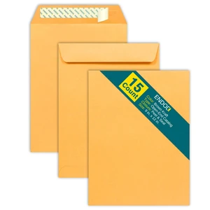 9x12 Open End Brown Kraft Mailing Envelopes, 15 Pack, 28lb Heavyweight Paper, Self Sealing with Peel and Seal Closure for Catalogs, Presentations, Oversized Documents 9x12 Open End Brown Kraft Mailing Envelopes, 15 Pack, 28lb Heavyweight Paper, Self Sealing with Peel and Seal Closure for Catalogs, Presentations, Oversized Documents