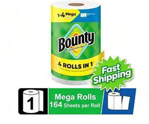 Bounty Paper Towels Select-A-Size White, 1 Mega Roll, 164 Sheets per Roll Bounty Paper Towels Select-A-Size White, 1 Mega Roll, 164 Sheets per Roll