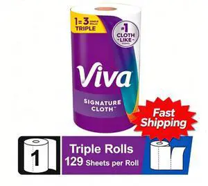 Viva Signature Cloth Paper Towels, 1 Triple Roll, 129 Sheets per Roll Viva Signature Cloth Paper Towels, 1 Triple Roll, 129 Sheets per Roll