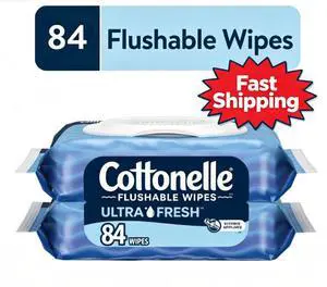 Cottonelle Ultra Fresh Flushable Wet Wipes, 2 Flip-Top Packs Cottonelle Ultra Fresh Flushable Wet Wipes, 2 Flip-Top Packs