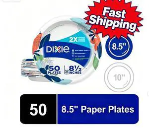 Dixie Disposable Paper Plates, 8.5", Multi-Color, 50 Count Dixie Disposable Paper Plates, 8.5", Multi-Color, 50 Count