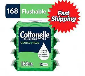 Cottonelle Gentle Plus Flushable Wet Wipes, 4 Flip-Top Packs Cottonelle Gentle Plus Flushable Wet Wipes, 4 Flip-Top Packs