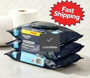 Equate Extra Large Flushable Wet Wipes, Fragrance Free, 144 Wipes, 3 Pack Equate Extra Large Flushable Wet Wipes, Fragrance Free, 144 Wipes, 3 Pack
