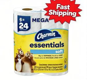 Charmin Essentials Soft Toilet Paper 6 Mega Rolls, 330 Sheets Per Roll Charmin Essentials Soft Toilet Paper 6 Mega Rolls, 330 Sheets Per Roll