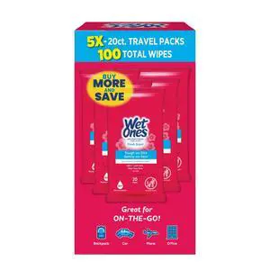 Wet Ones Antibacterial Hand Wipes, Fresh Scent, 20 Each (5 Pack) Wet Ones Antibacterial Hand Wipes, Fresh Scent, 20 Each (5 Pack)