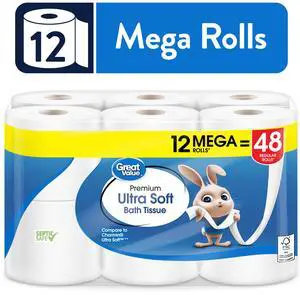 Great Value Ultra Soft Toilet Paper, 12 Mega Rolls, Compare to Charmin® Ultra Soft Great Value Ultra Soft Toilet Paper, 12 Mega Rolls, Compare to Charmin® Ultra Soft
