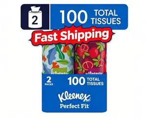 Kleenex Perfect Fit 2-Ply Canister Facial Tissues, 2 Pack (100 Total Tissues) Kleenex Perfect Fit 2-Ply Canister Facial Tissues, 2 Pack (100 Total Tissues)