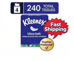 Kleenex Ultra Soft 3-Ply Cube Box Facial Tissues, 4 Pack (240 Total Tissues) Kleenex Ultra Soft 3-Ply Cube Box Facial Tissues, 4 Pack (240 Total Tissues)