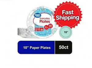 Great Value 10 Inch Disposable Paper Plates, 50 Count, Multicolor Design Great Value 10 Inch Disposable Paper Plates, 50 Count, Multicolor Design