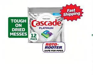 Cascade Platinum Dishwasher Pods, Dishwasher Detergent, Dish Detergent Soap, Fresh, 12 Count Cascade Platinum Dishwasher Pods, Dishwasher Detergent, Dish Detergent Soap, Fresh, 12 Count