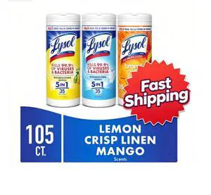 Lysol Disinfecting Wipes, All Purpose Cleaner, Multi Surface Antibacterial Cleaning Wipes, Cleaning Supplies, Lemon + Mango & Hibiscus + Crisp Linen Scent, 35 Count Each (Pack of 3) Lysol Disinfecting Wipes, All Purpose Cleaner, Multi Surface Antibacterial Cleaning Wipes, Cleaning Supplies, Lemon + Mango & Hibiscus + Crisp Linen Scent, 35 Count Each (Pack of 3)