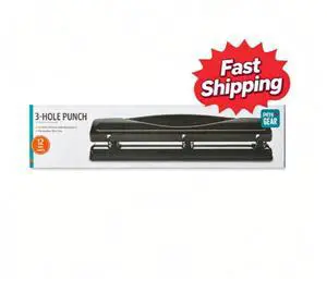 Pen+Gear 3-Hole Punch, 12 Sheet Capacity, Black Pen+Gear 3-Hole Punch, 12 Sheet Capacity, Black