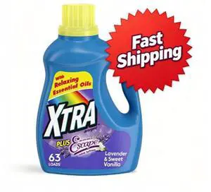 Xtra Plus Scent of Escape, Lavender & Sweet Vanilla, 63 Loads Liquid Laundry Detergent, 97.7 fl oz Xtra Plus Scent of Escape, Lavender & Sweet Vanilla, 63 Loads Liquid Laundry Detergent, 97.7 fl oz