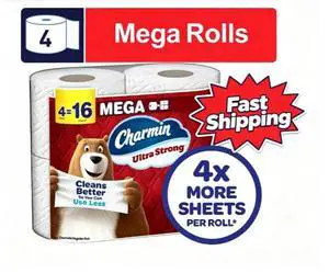 Charmin Ultra Strong Toilet Paper 4 Mega Rolls, 220 Sheets Per Roll Charmin Ultra Strong Toilet Paper 4 Mega Rolls, 220 Sheets Per Roll