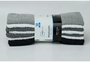Mainstays 18-Pack Washcloth Bundle, Grey Multi Mainstays 18-Pack Washcloth Bundle, Grey Multi